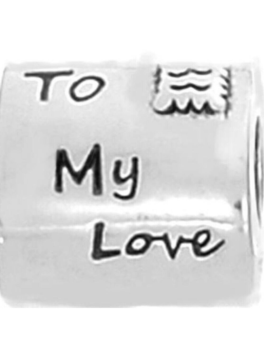 PANDORA 925 STERLING SILVER & ENAMEL "FROM ME TO MY LOVE" LETTER CHARM - Picture 3 of 4